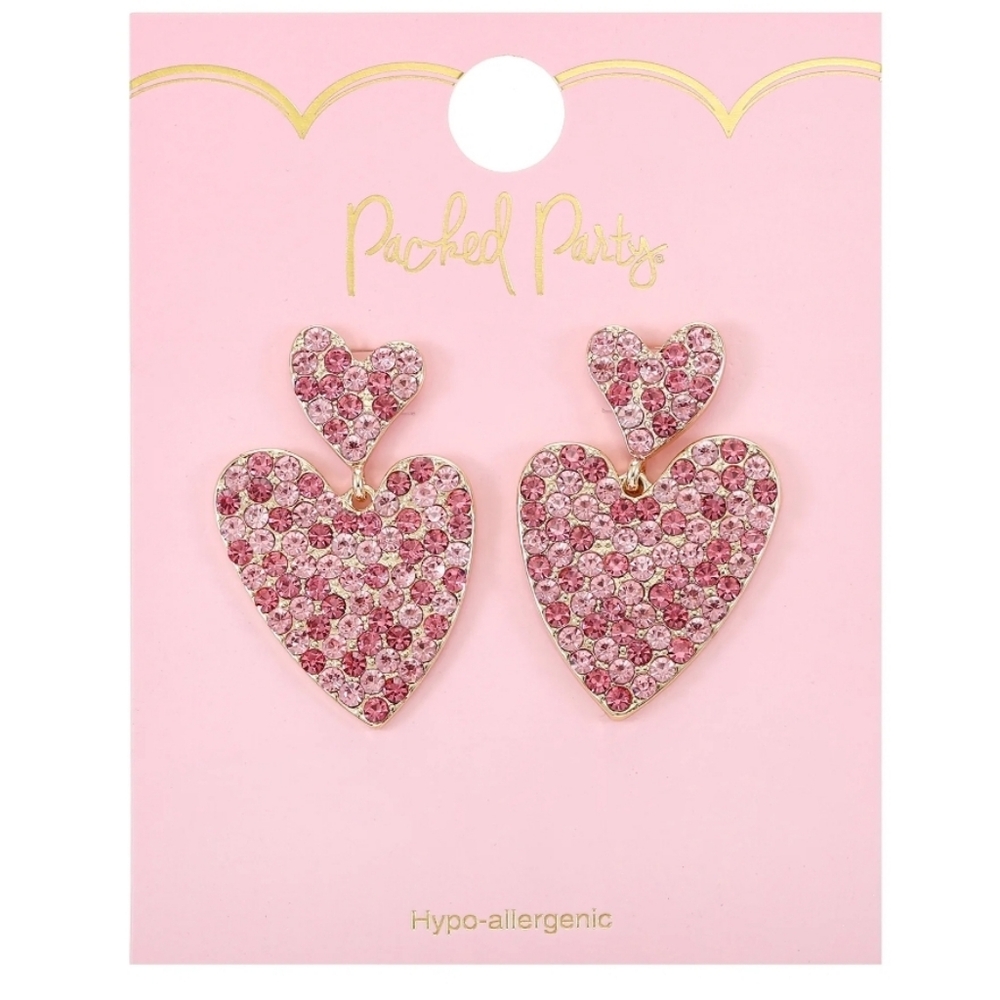Packed Party Pink Heart Earrings - Picture 2 of 3